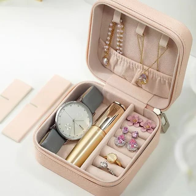 Travel Leather Pocket Jewellery Organizer With Box